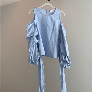 Cold Shoulder Tie Blouse